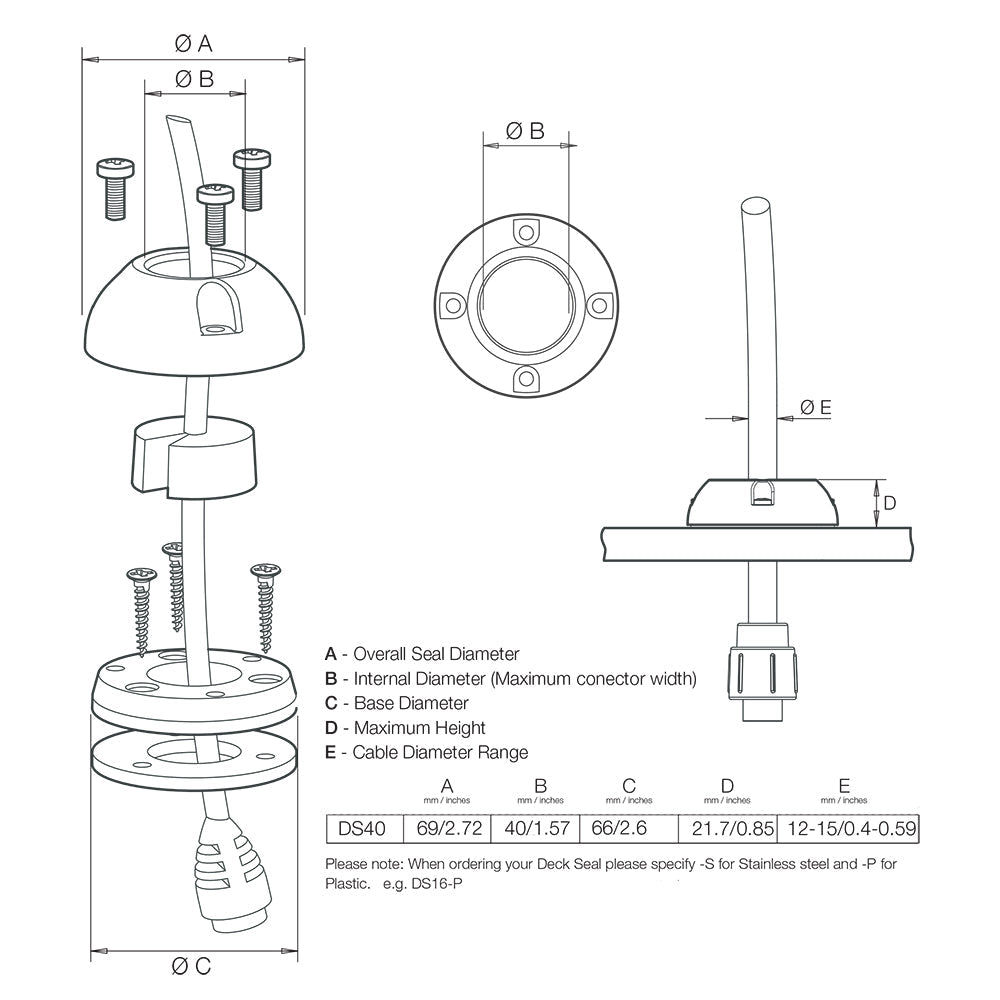 Scanstrut DS40-P Vertical Cable Seal [DS40-P] - Premium Wire Management from Scanstrut - Just $28.99! 