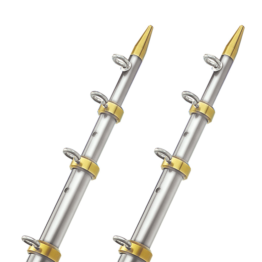 TACO 15' Telescopic Outrigger Poles 1-1/8" - Silver/Gold [OT-0441VEL15] - Premium Outriggers from TACO Marine - Just $471.99! 