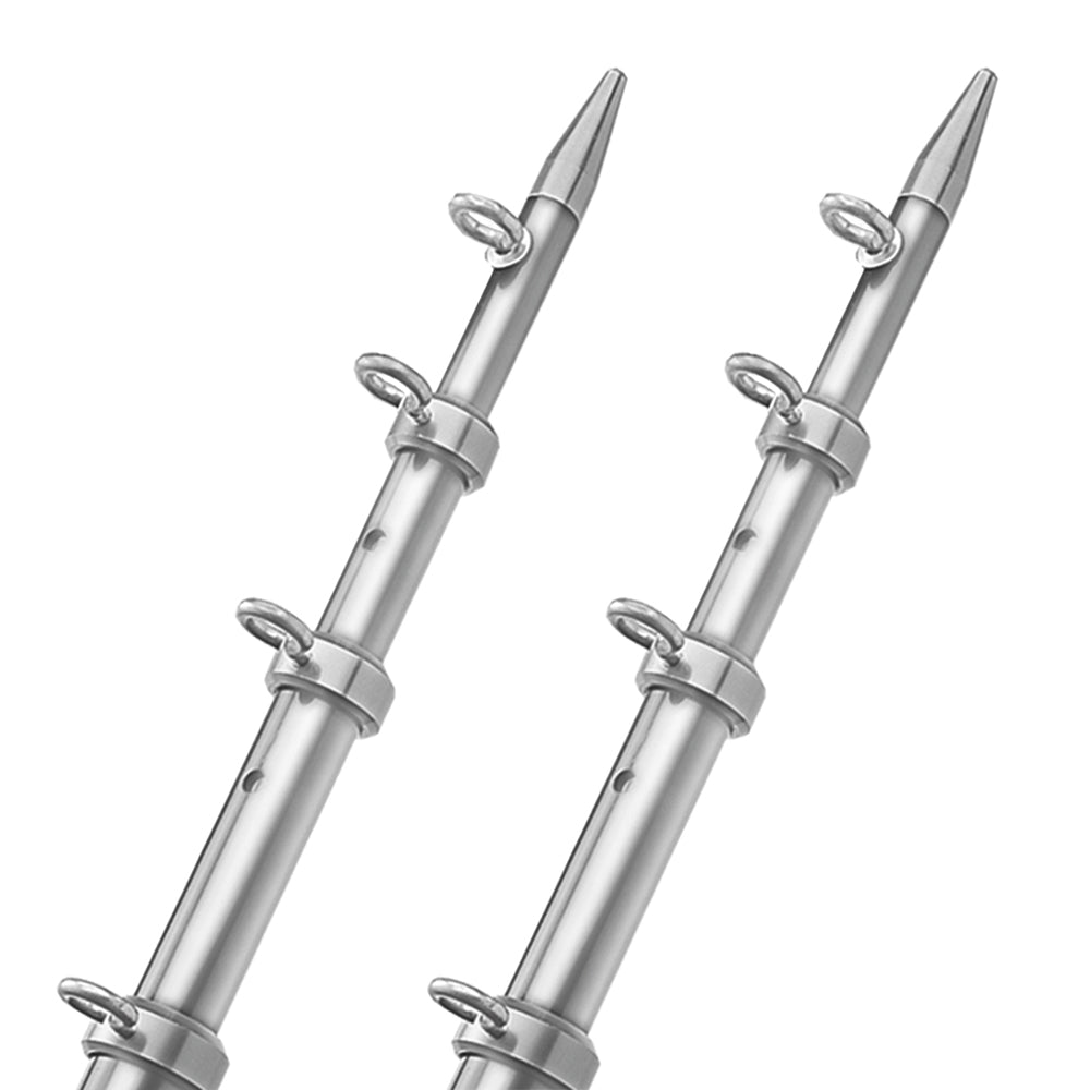 TACO 18' Telescopic Outrigger Poles HD 1-1/2" - Silver/Silver [OT-0552VEL186] - Premium Outriggers from TACO Marine - Just $879.99! 