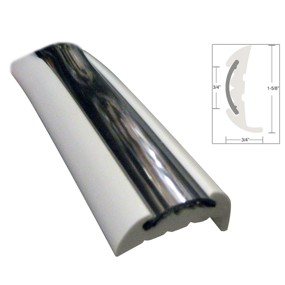 TACO Semi-Rigid Rub Rail Kit - White w/Flex Chrome Insert - 70' [V11-9811WCM70-2] - Premium Rub Rail from TACO Marine - Just $550.99! 