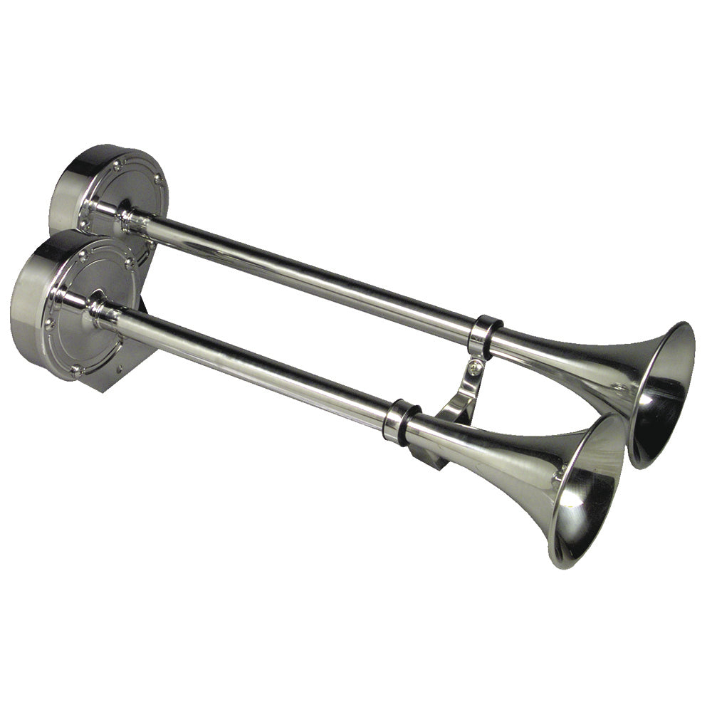 Schmitt Marine Deluxe All-Stainless Dual Trumpet Horn - 12V [10028] - Premium Horns from Schmitt Marine - Just $171.99! 