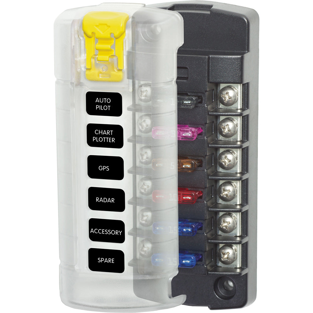 Blue Sea 5035 ST Blade Fuse Block w/Cover - 6 Circuit Independent w/o Negative Bus [5035] - Premium Fuse Blocks & Fuses from Blue Sea Systems - Just $36.99! 