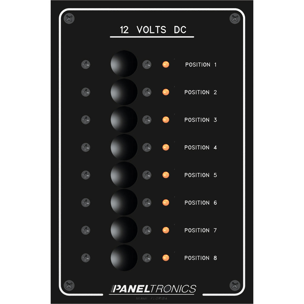 Paneltronics Standard Panel - DC 8 Position Circuit Breaker w/LEDs [9972208B] - Premium Electrical Panels from Paneltronics - Just $100.99! 