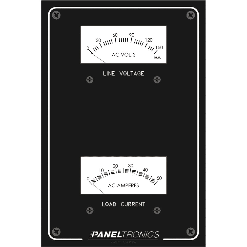 Paneltronics Standard Panel AC Meter - 0-150 AC Voltmeter & 0-50Amp Ammeter [9982304B] - Brand_Paneltronics, Electrical, Electrical | Electrical Panels - Paneltronics - Electrical Panels