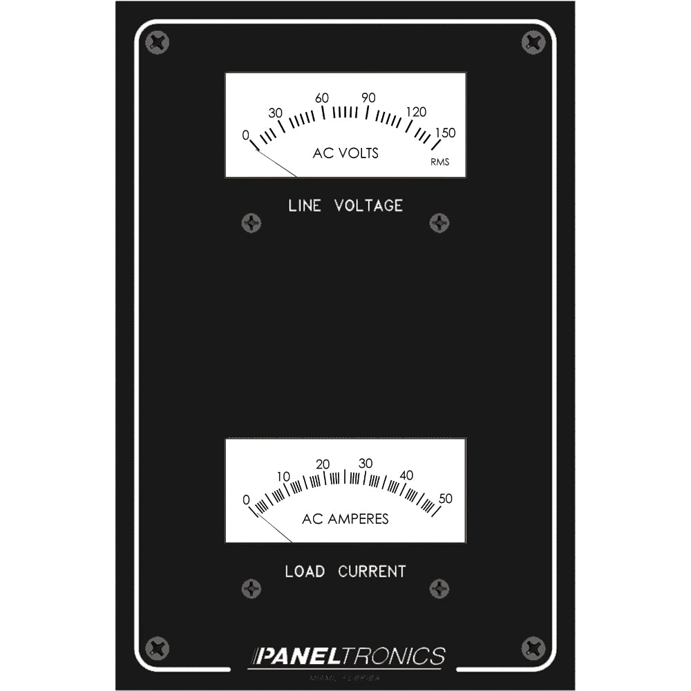 Paneltronics Standard Panel AC Meter - 0-150 AC Voltmeter & 0-50Amp Ammeter [9982304B] - Premium Electrical Panels from Paneltronics - Just $93.99! 