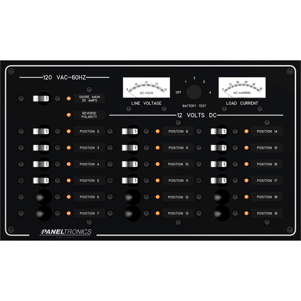 Paneltronics Standard Panel - AC/DC 19 Position Circuit Breaker w/Meters & LEDs [9973410B] - Premium Electrical Panels from Paneltronics - Just $472.99! 