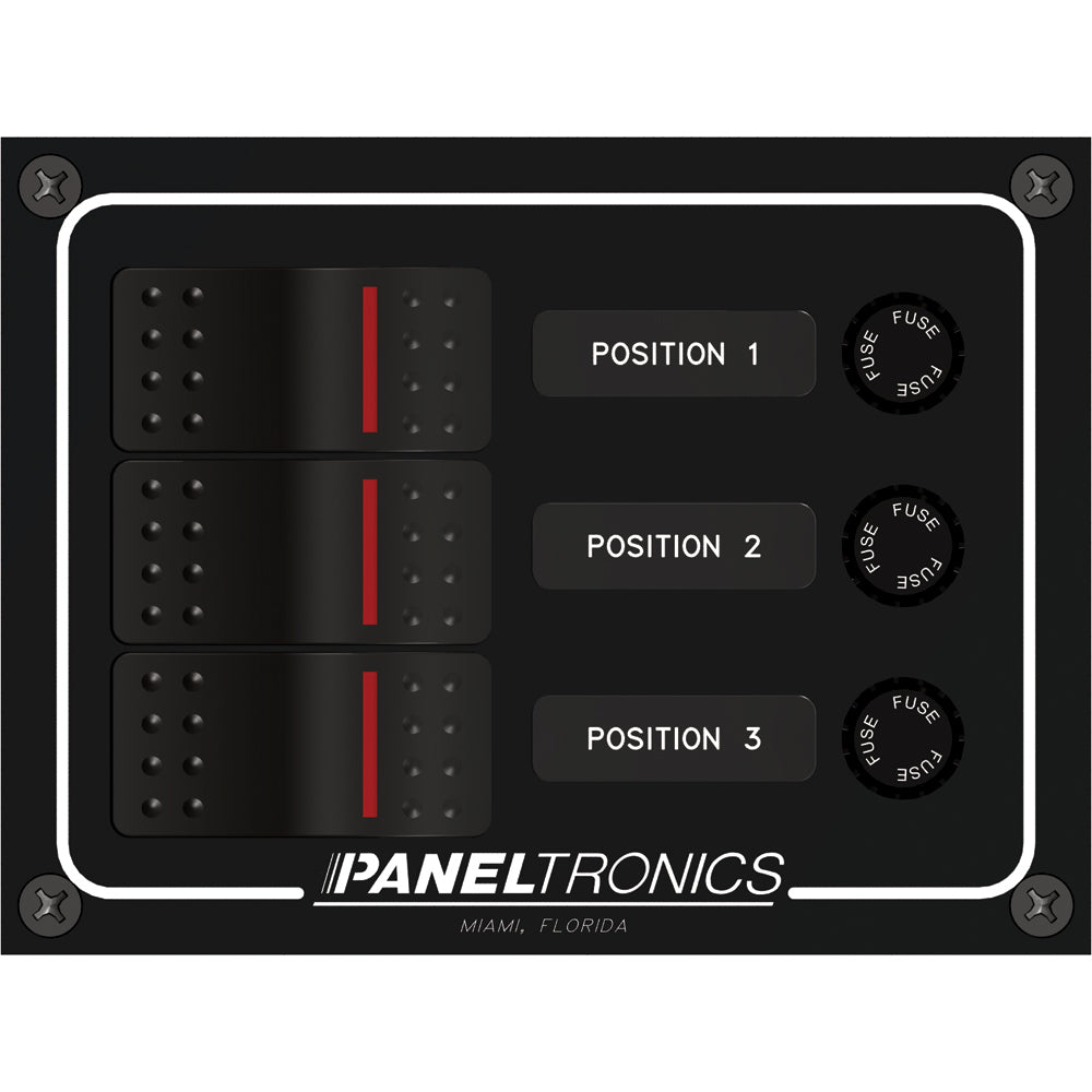 Paneltronics Waterproof Panel - DC 3-Position Illuminated Rocker Switch & Fuse [9960014B] - Premium Electrical Panels from Paneltronics - Just $59.99! 