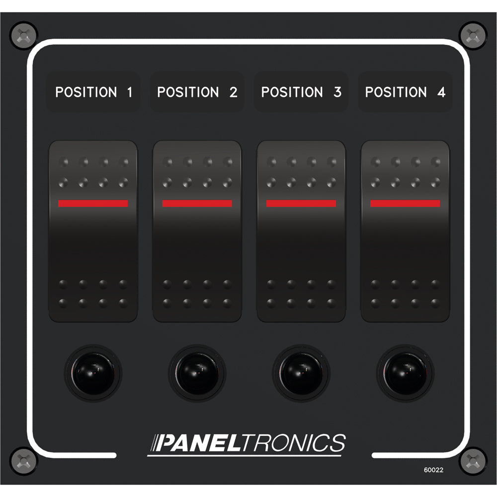 Paneltronics Waterproof Panel - DC 4-Position Illuminated Rocker Switch & Circuit Breaker [9960022B] - Premium Electrical Panels from Paneltronics - Just $84.99! 