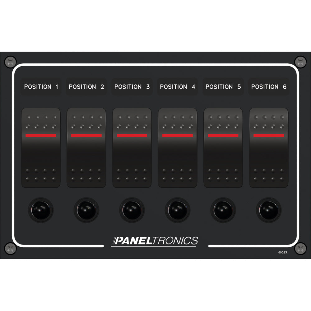 Paneltronics Waterproof Panel - DC 6-Position Illuminated Rocker Switch & Circuit Breaker [9960023B] - Brand_Paneltronics, Electrical, Electrical | Electrical Panels - Paneltronics - Electrical Panels