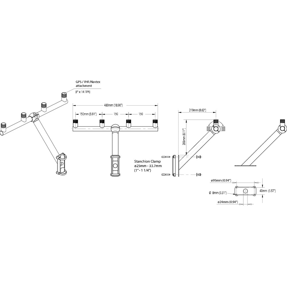 Scanstrut TB-01 T-Bar Mount f/GPS/VHF Antenna [TB-01] - Premium Antenna Mounts & Accessories from Scanstrut - Just $371.99! 