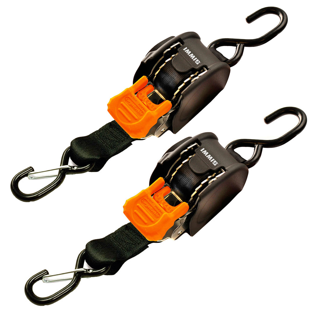 CargoBuckle Mini G3 Retractable Tie-Down w/ Dual S-Hooks 1" x 72" - Pair [F111640] - Brand_CargoBuckle, Restricted From 3rd Party Platforms, Trailering, Trailering | Tie-Downs - CargoBuckle - Tie-Downs