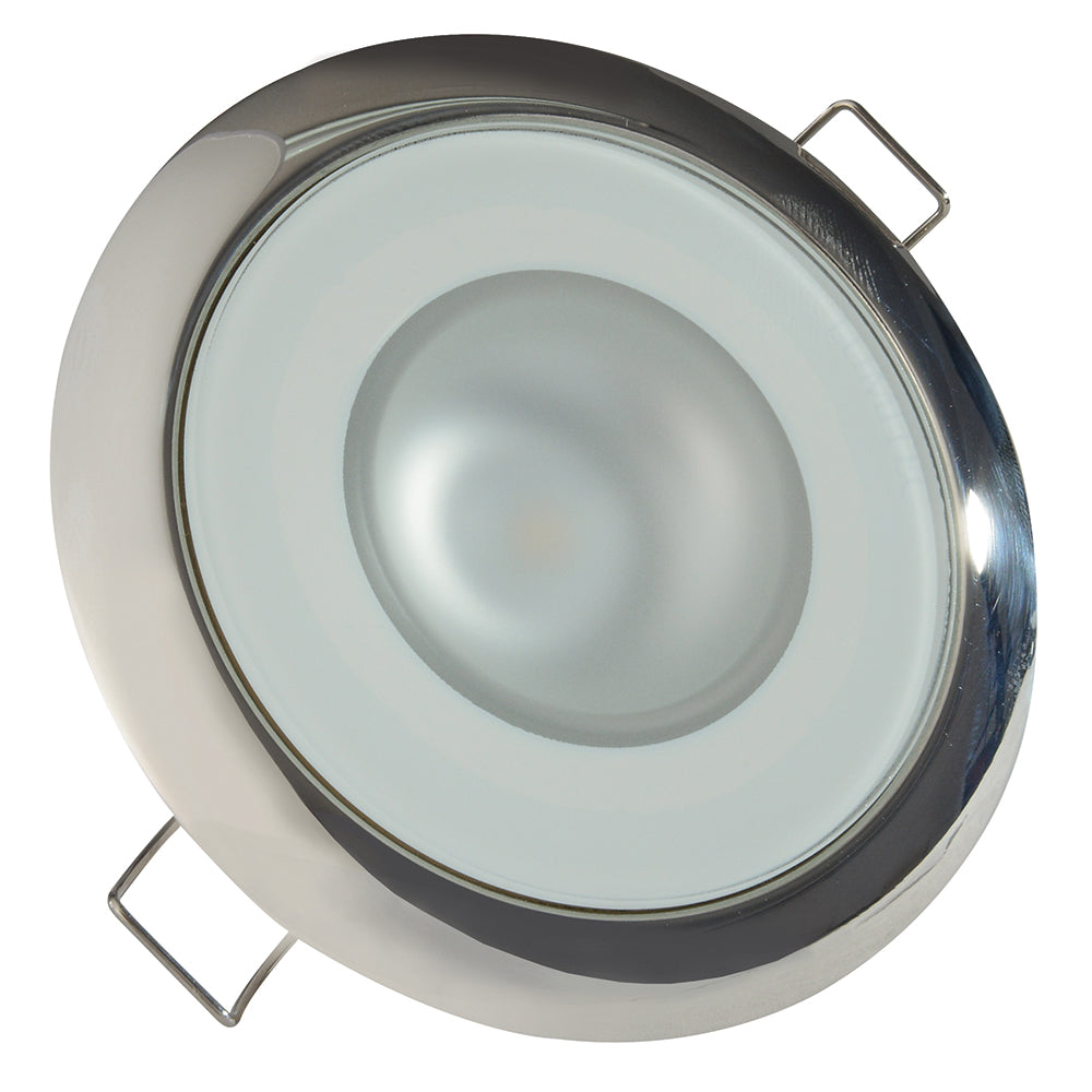 Lumitec Mirage - Flush Mount Down Light - Glass Finish/Polished SS - 4-Color Red/Blue/Purple Non Dimming w/White Dimming [113110] - Premium Dome/Down Lights from Lumitec - Just $89.99! Shop now at Boat Gear Depot