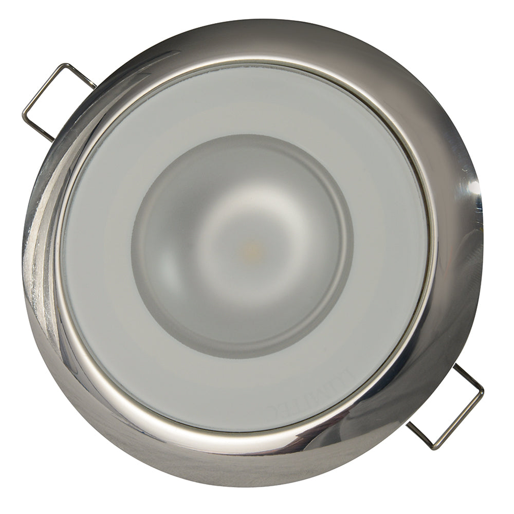 Lumitec Mirage - Flush Mount Down Light - Glass Finish/Polished SS Bezel - 2-Color White/Blue Dimming [113111] - Premium Dome/Down Lights from Lumitec - Just $115.99! Shop now at Boat Gear Depot