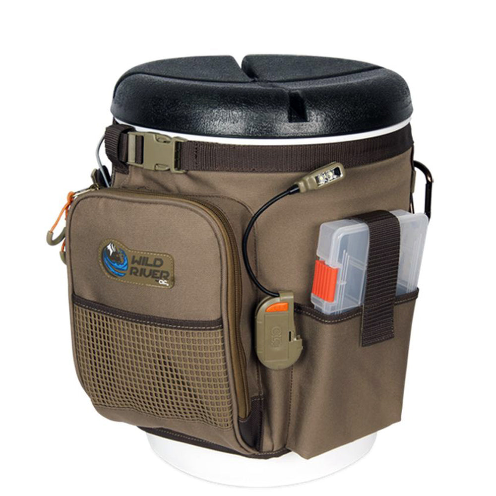 Wild River RIGGER 5 Gallon Bucket Organizer w/Lights, Plier Holder & Lanyard, 2 PT3500 Trays & Bucket w/Seat [WT3507] - Premium Tackle Storage from Wild River - Just $68.99! 