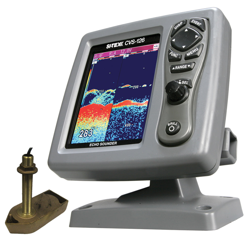 SI-TEX CVS-126 Dual Frequency Color Echo Sounder w/600kW Thru-Hull Tranducer 307/50/200T-CX [CVS-1266TH] - Brand_SI-TEX, Marine Navigation & Instruments, Marine Navigation & Instruments | Fishfinder Only - SI-TEX - Fishfinder Only