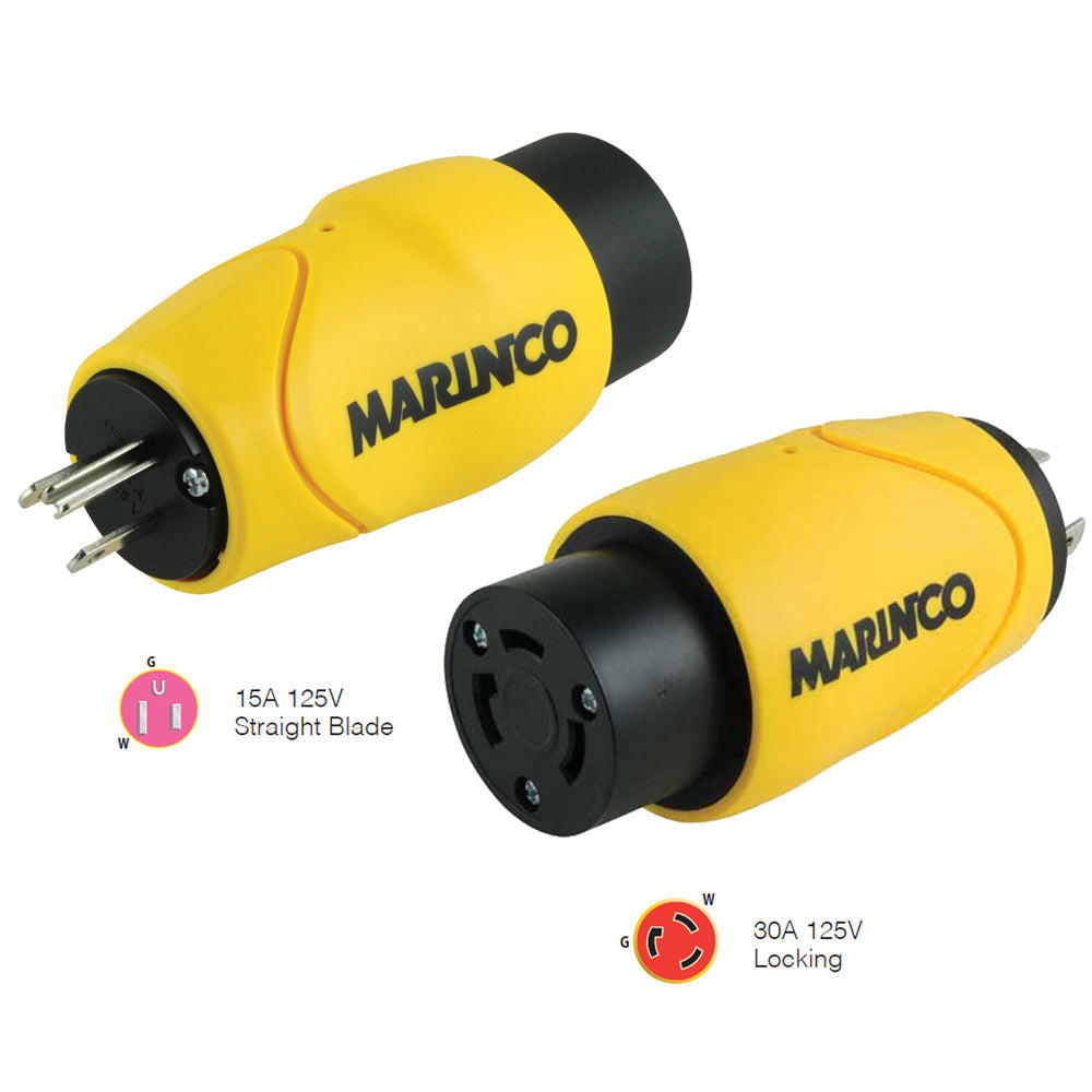 Marinco Straight Adapter 15Amp Straight Male to 30Amp Locking Female Connector [S15-30] - 1st Class Eligible, Boat Outfitting, Boat Outfitting | Shore Power, Brand_Marinco, Electrical, Electrical | Shore Power - Marinco - Shore Power