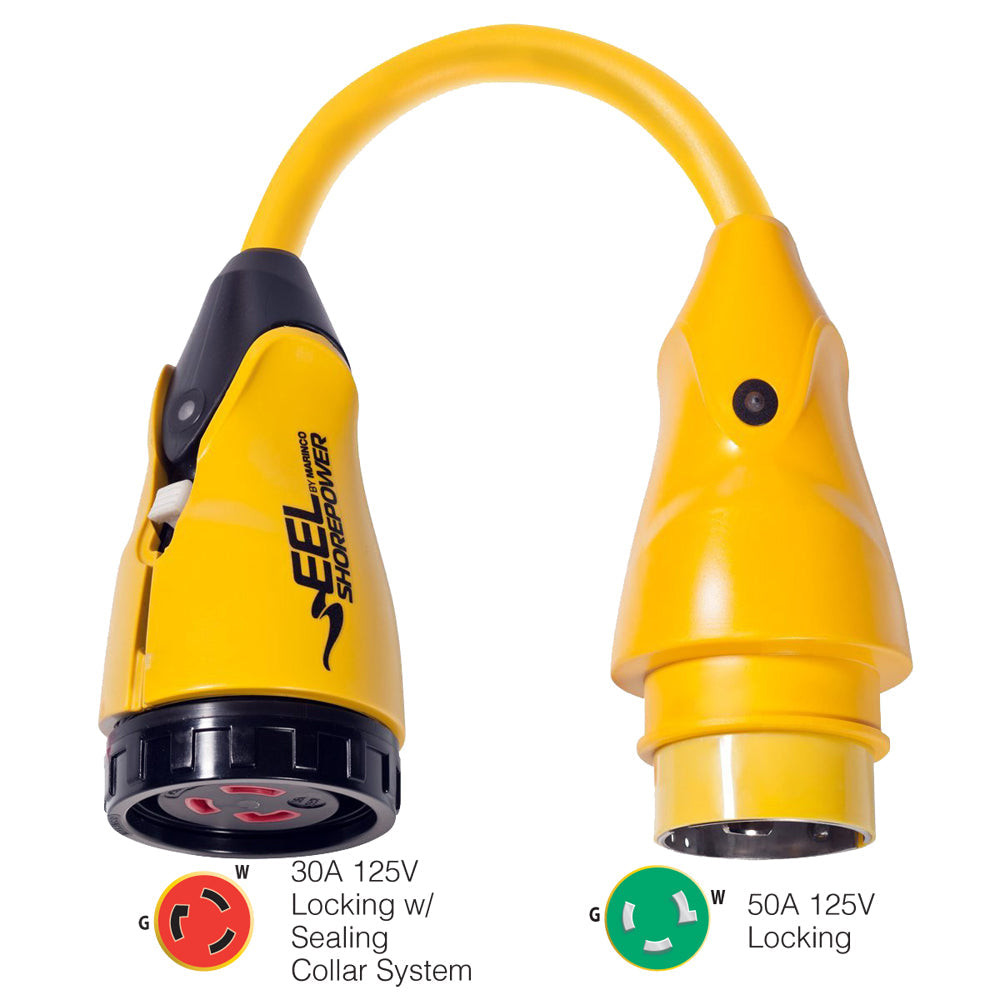 Marinco P503-30 EEL 30A-125V Female to 50A-125V Male Pigtail Adapter - Yellow [P503-30] - Premium Shore Power from Marinco - Just $143.99! 