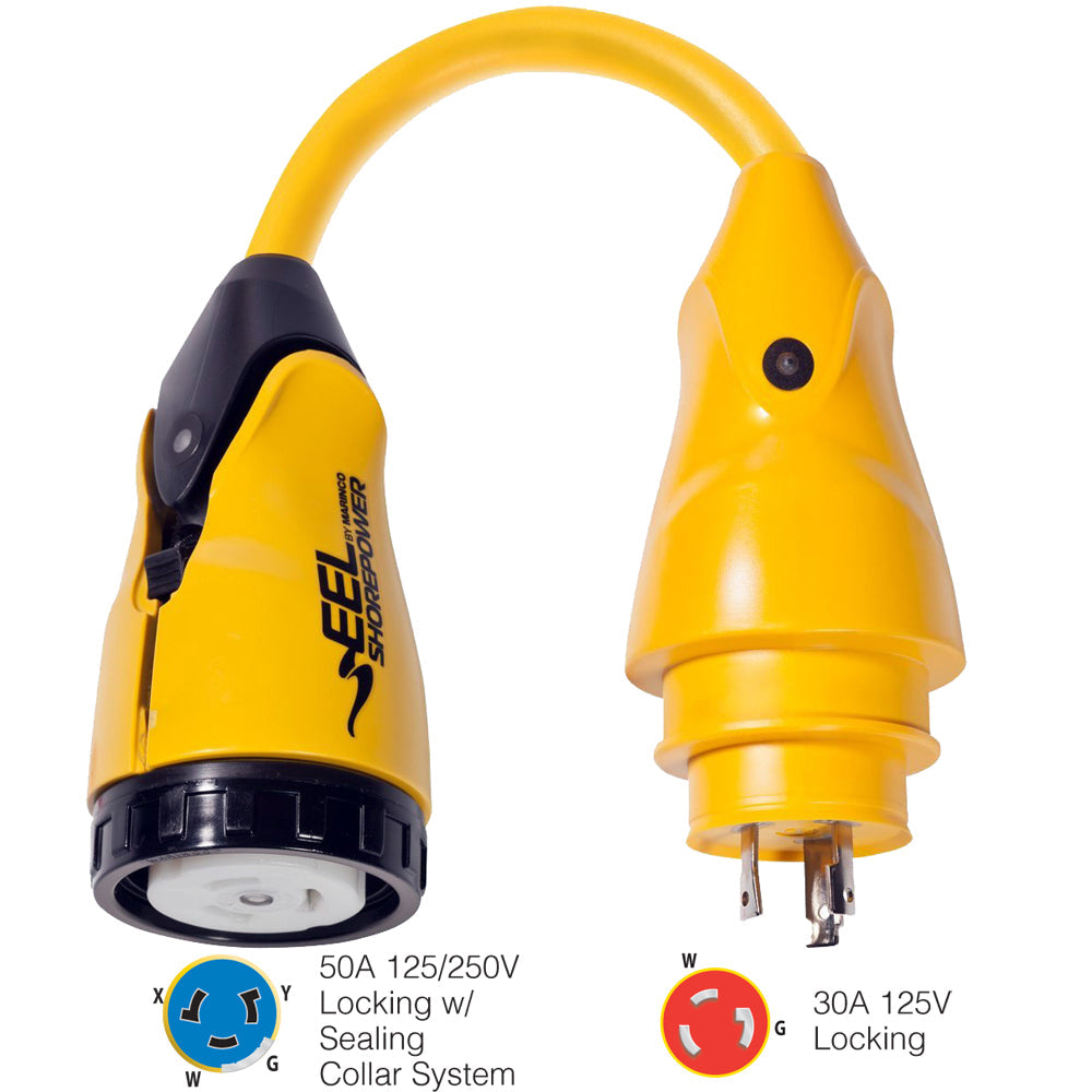 Marinco P30-504 EEL 50A-125/250V Female to 30A-125V Male Pigtail Adapter - Yellow [P30-504] - Premium Shore Power from Marinco - Just $200.99! 