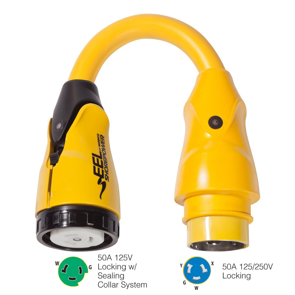 Marinco P504-503 EEL 50A-125V Female to 50A-125/250V Male Pigtail Adapter - Yellow [P504-503] - Premium Shore Power from Marinco - Just $245.99! 