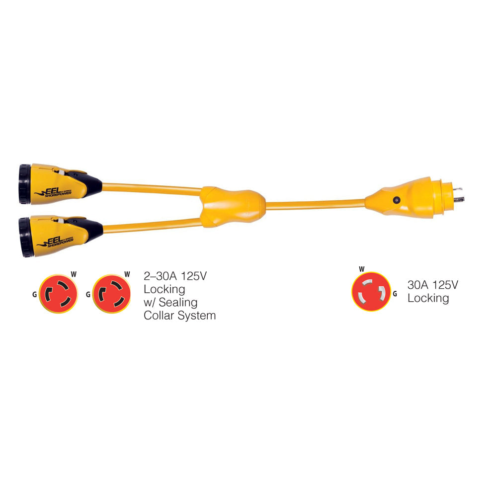 Marinco Y30-2-30 EEL (2)30A-125V Female to (1)30A-125V Male "Y" Adapter - Yellow [Y30-2-30] - Premium Shore Power from Marinco - Just $208.99! 