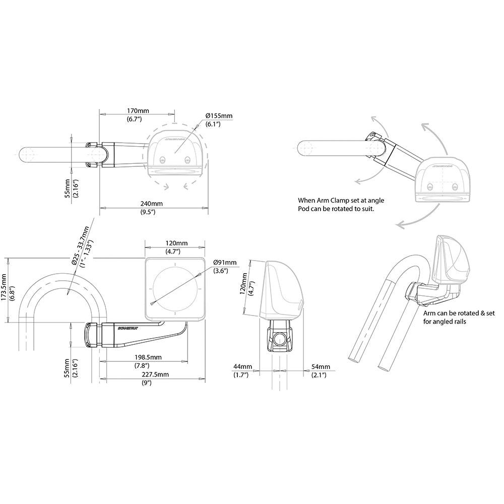 Scanstrut Scanpod Single Instrument Pod -Precut- Arm Mounted - Fits 1" - 1.3" Rails [SPR-1I-AM] - Premium Display Mounts from Scanstrut - Just $211.99! Shop now at Boat Gear Depot