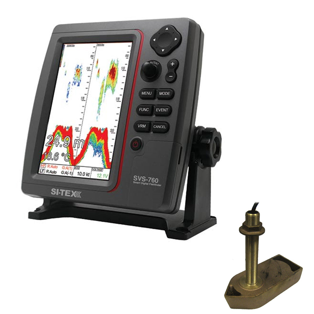 SI-TEX SVS-760 Dual Frequency Sounder 600W Kit w/Bronze Thru-Hull Temp Transducer - 307/50/200T-CX [SVS-760TH1] - Premium Fishfinder Only from SI-TEX - Just $936.99! 