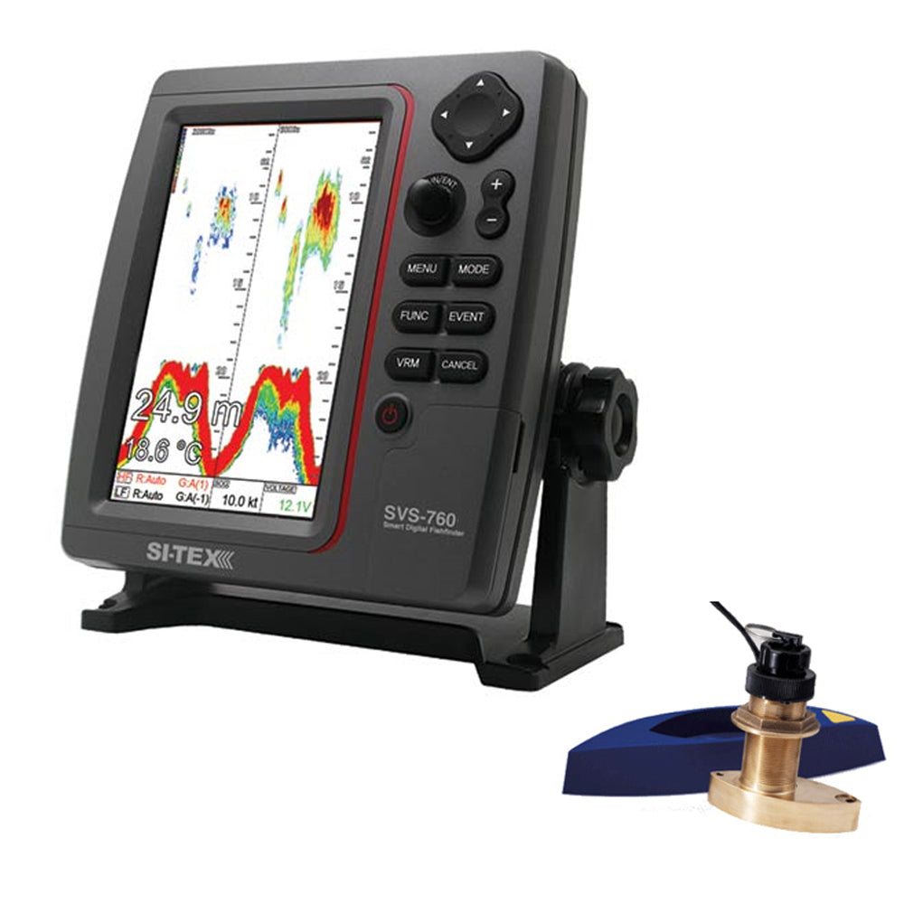 SI-TEX SVS-760 Dual Frequency Sounder 600W Kit w/Bronze Thru-Hull Speed & Temp Transducer [SVS-760TH2] - Brand_SI-TEX, Marine Navigation & Instruments, Marine Navigation & Instruments | Fishfinder Only - SI-TEX - Fishfinder Only