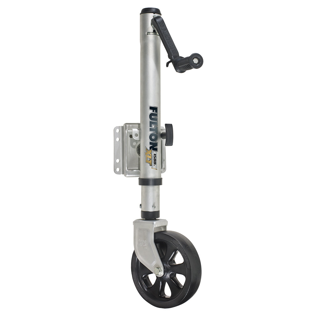 Fulton XLT 1500 lbs. Swing Away Bolt-On Jack w/12" Travel & 8" Poly Wheel - Sharkskin Finish [141133] - Premium Jacks & Dollies from Fulton - Just $219.99! 