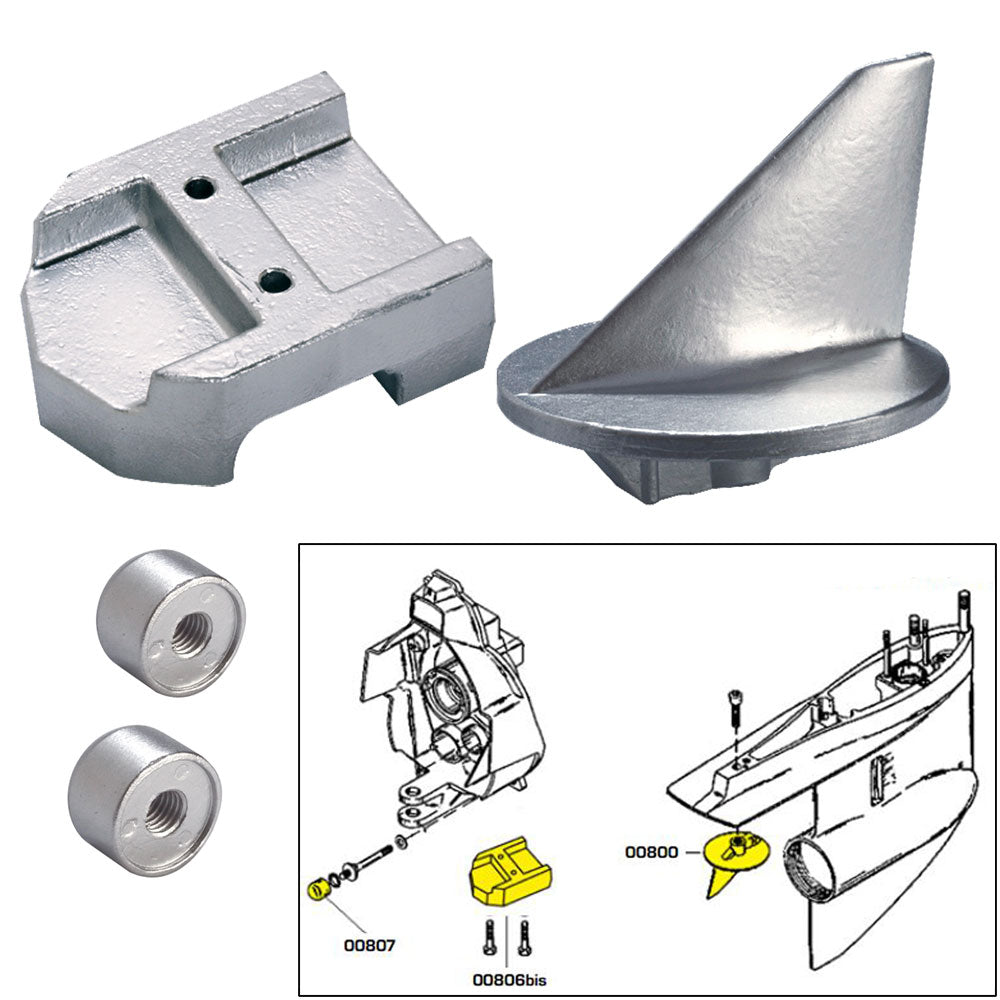Tecnoseal Anode Kit w/Hardware - Mercury Alpha 1 Gen 1 - Aluminum [20800AL] - Boat Outfitting, Boat Outfitting | Anodes, Brand_Tecnoseal - Tecnoseal - Anodes