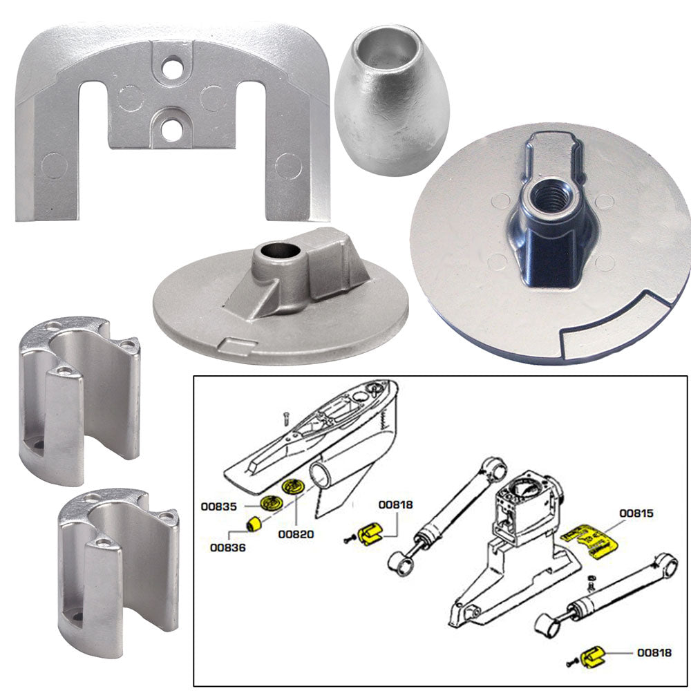 Tecnoseal Anode Kit w/Hardware - Mercury Bravo 3 2004-Present - Zinc [20805] - Premium Anodes from Tecnoseal - Just $56.99! 