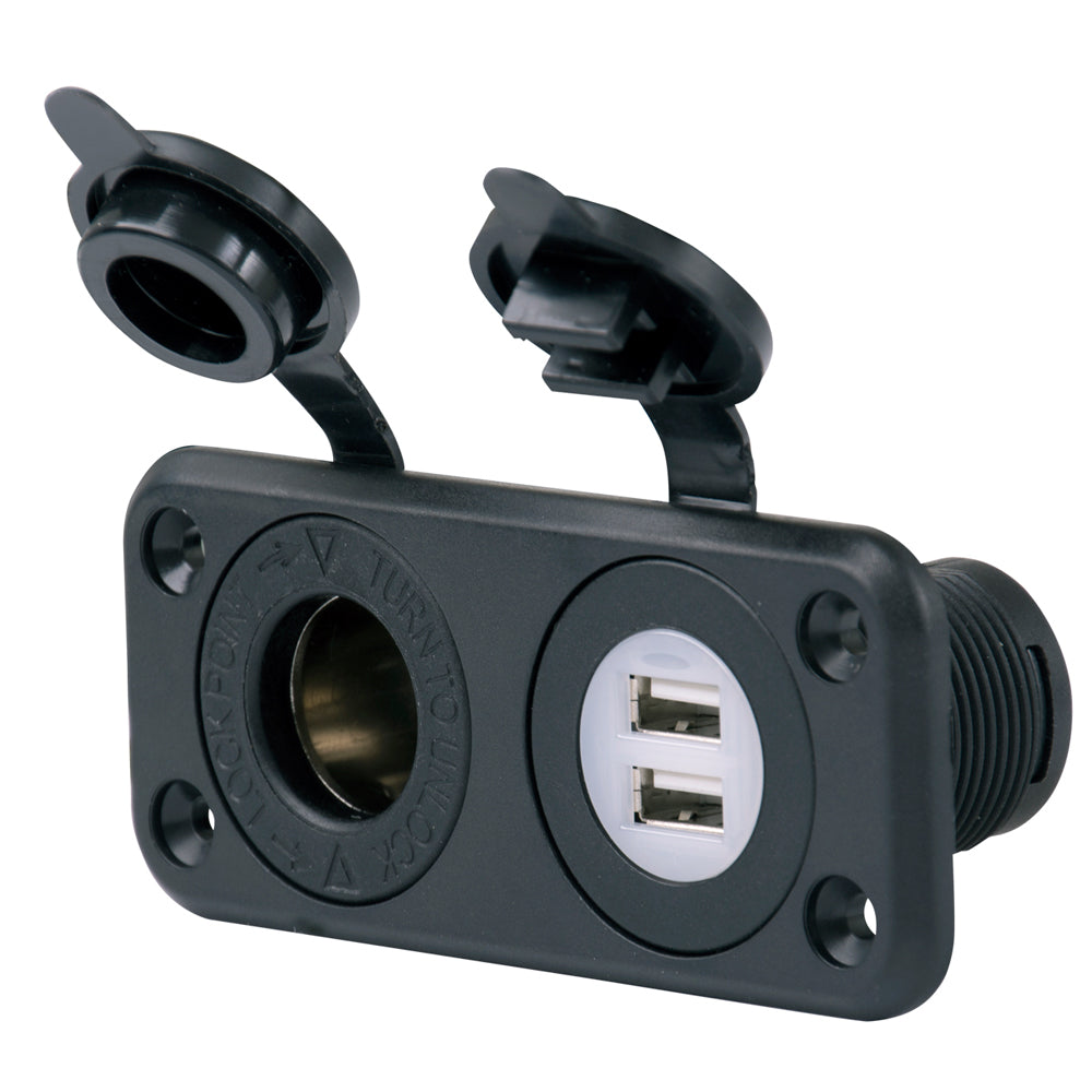 Marinco SeaLink Deluxe Dual USB Charger & 12V Receptacle [12VCOMBO] - Premium Accessories from Marinco - Just $21.99! 