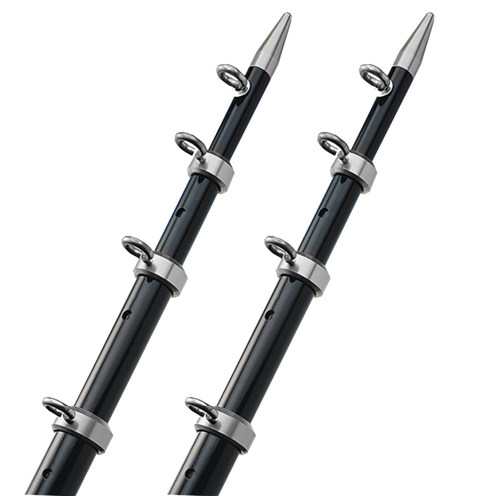 TACO 18' Telescopic Outrigger Poles HD 1-1/2" - Black/Silver [OT-0552BKA186] - Premium Outriggers from TACO Marine - Just $879.99! 