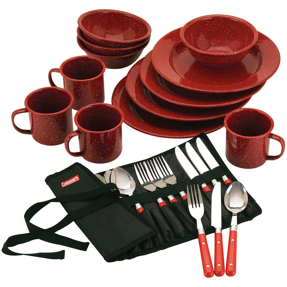 Coleman 24-Piece Speckled Enamelware Cook Set - Red [2000016407] - Premium Accessories from Coleman - Just $50.99! 