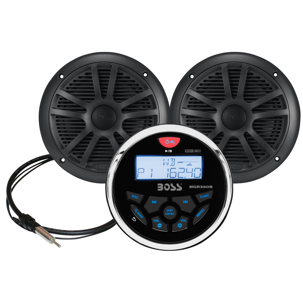 Boss Audio MCKGB350W.6 Marine Stereo  6.5" Speaker Kit - Black [MCKGB350B.6] - Premium Stereos from Boss Audio - Just $164.99! 