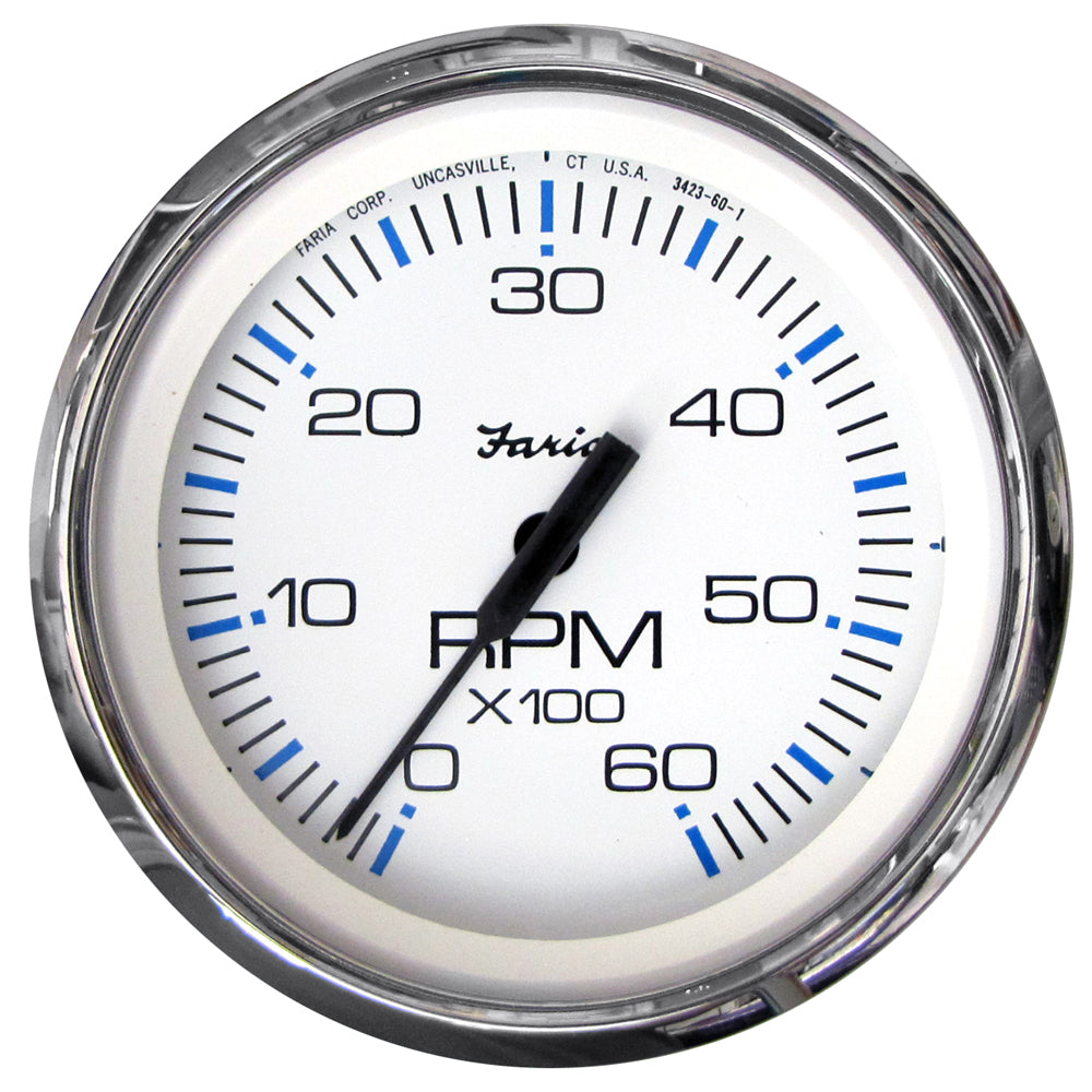 Faria Chesapeake White SS 4" Tachometer - 6000 RPM (Gas) (Inboard  I/O) [33807] - Boat Outfitting, Boat Outfitting | Gauges, Brand_Faria Beede Instruments, Marine Navigation & Instruments, Marine Navigation & Instruments | Gauges - Faria Beede Instruments - Gauges