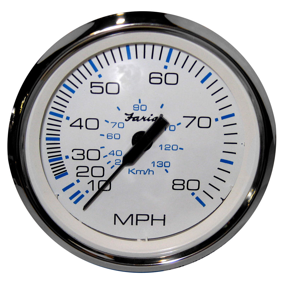 Faria Chesapeake White SS 4" Speedometer - 80MPH (Pitot) [33819] - Boat Outfitting, Boat Outfitting | Gauges, Brand_Faria Beede Instruments, Marine Navigation & Instruments, Marine Navigation & Instruments | Gauges - Faria Beede Instruments - Gauges