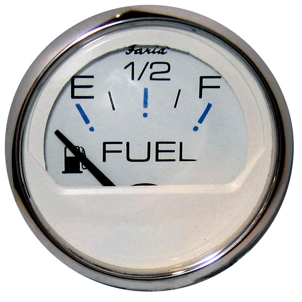 Faria Chesapeake White SS 2" Fuel Level Gauge (E-1/2-F) [13801] - Premium Gauges from Faria Beede Instruments - Just $36.99! 