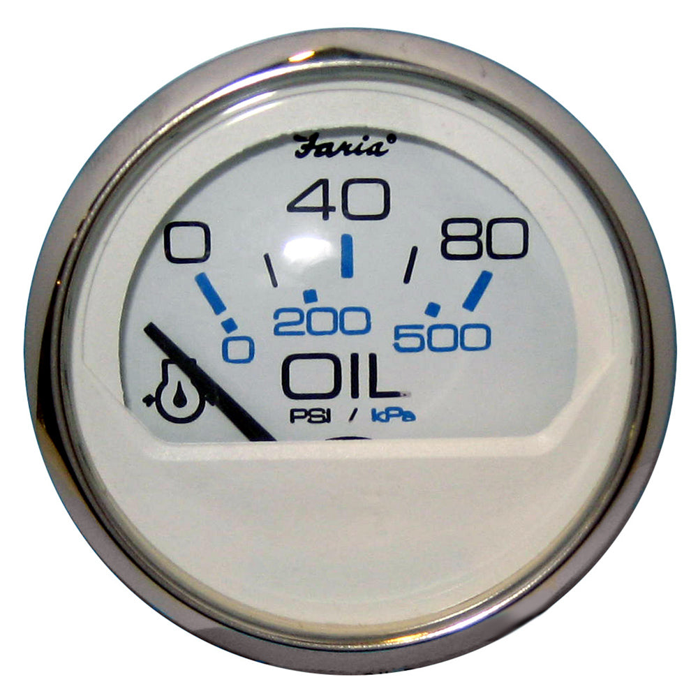 Faria Chesapeake White SS 2" Oil Pressure Gauge (80 PSI) [13802] - Premium Gauges from Faria Beede Instruments - Just $36.99! 