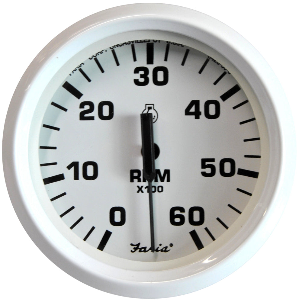 Faria Dress White 4" Tachometer - 6000 RPM (Gas) (Inboard  I/O) [33103] - Premium Gauges from Faria Beede Instruments - Just $80.99! 