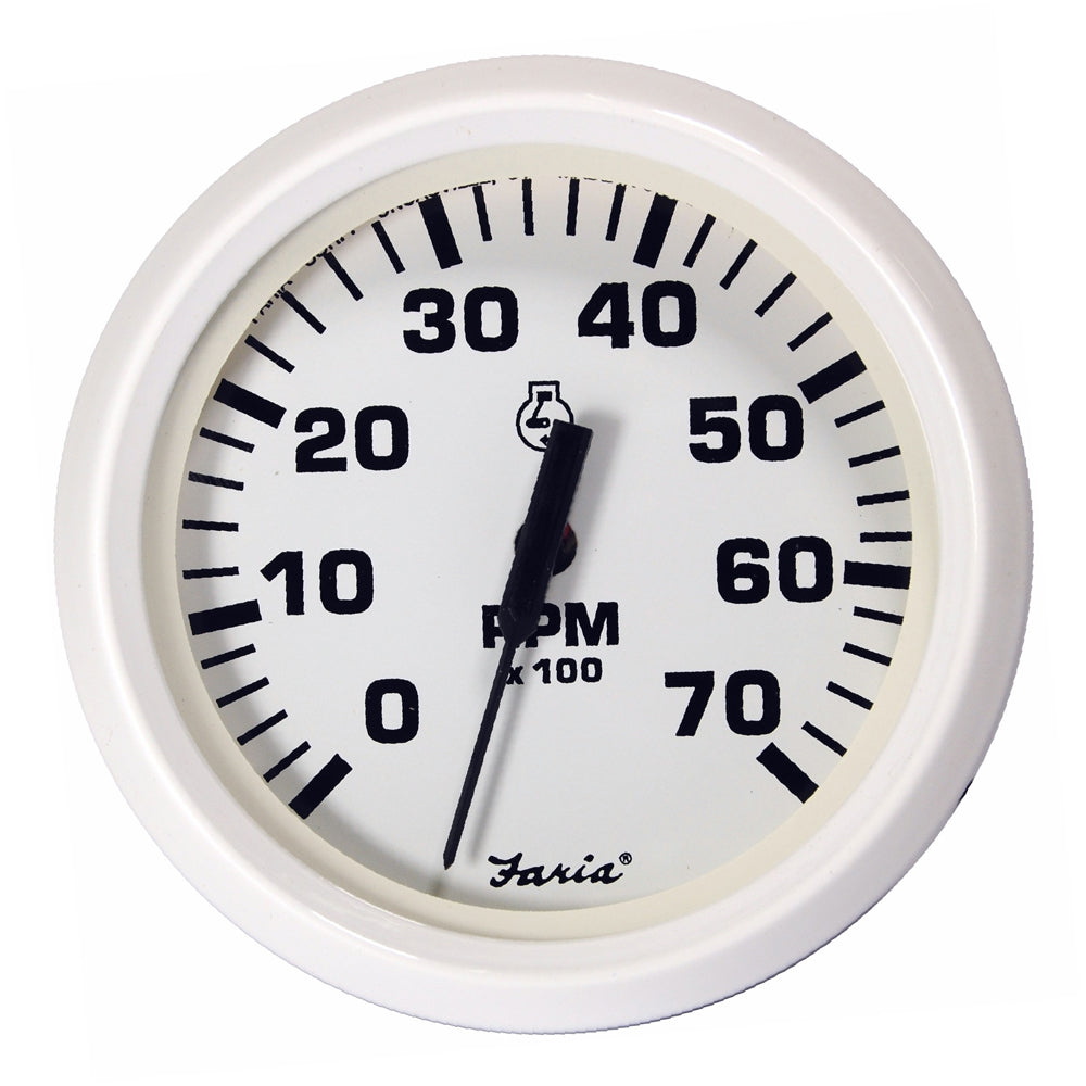 Faria Dress White 4" Tachometer - 7000 RPM (Gas) (All Outboards) [33104] - Premium Gauges from Faria Beede Instruments - Just $80.99! 