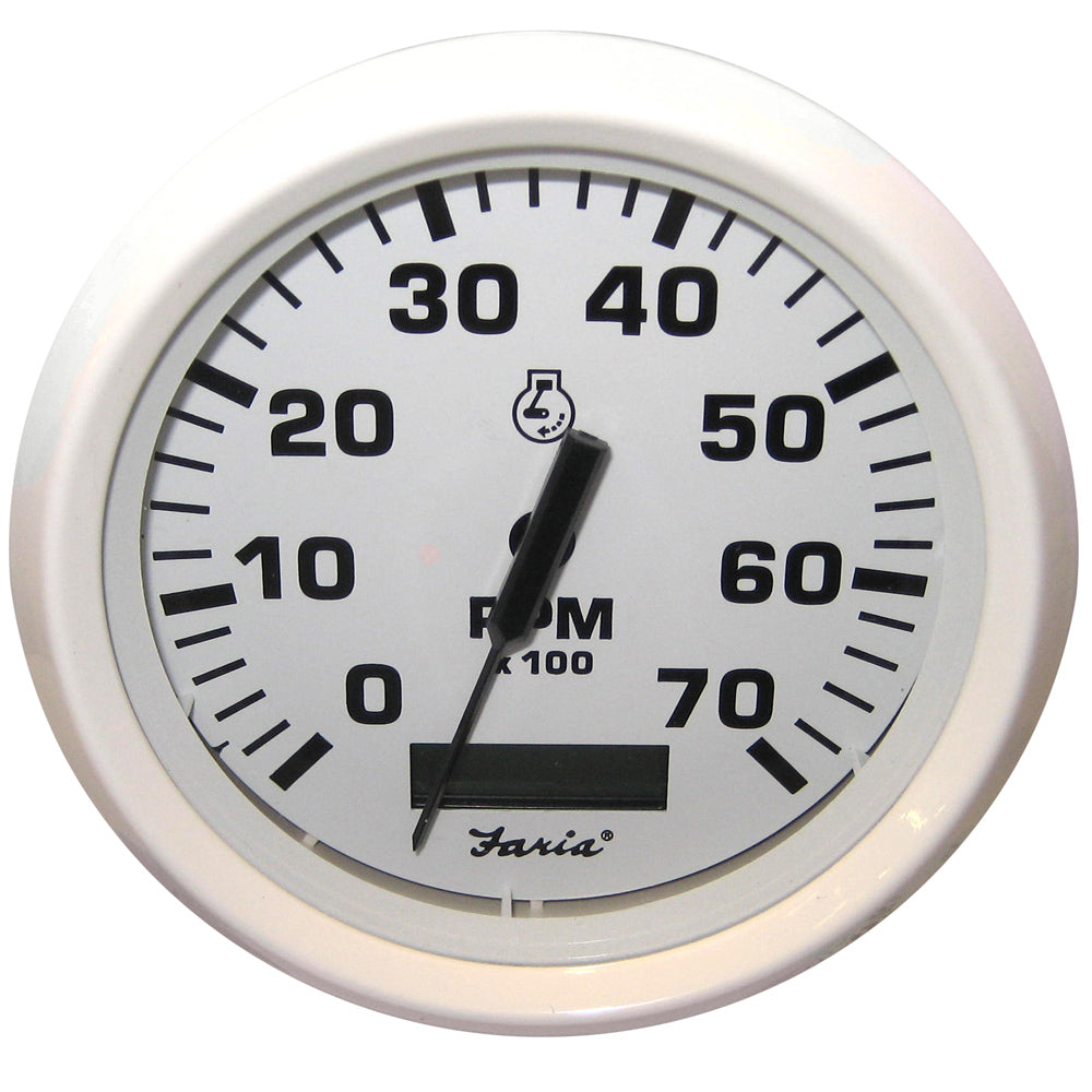 Faria Dress White 4" Tachometer w/Hourmeter - 7000 RPM (Gas) (Outboard) [33140] - Premium Gauges from Faria Beede Instruments - Just $122.99! 