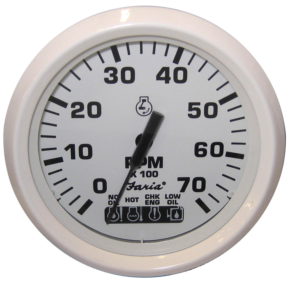 Faria Dress White 4" Tachometer w/Systemcheck Indicator - 7000 RPM (Gas) (Johnson / Evinrude Outboard) [33150] - Premium Gauges from Faria Beede Instruments - Just $183.99! 