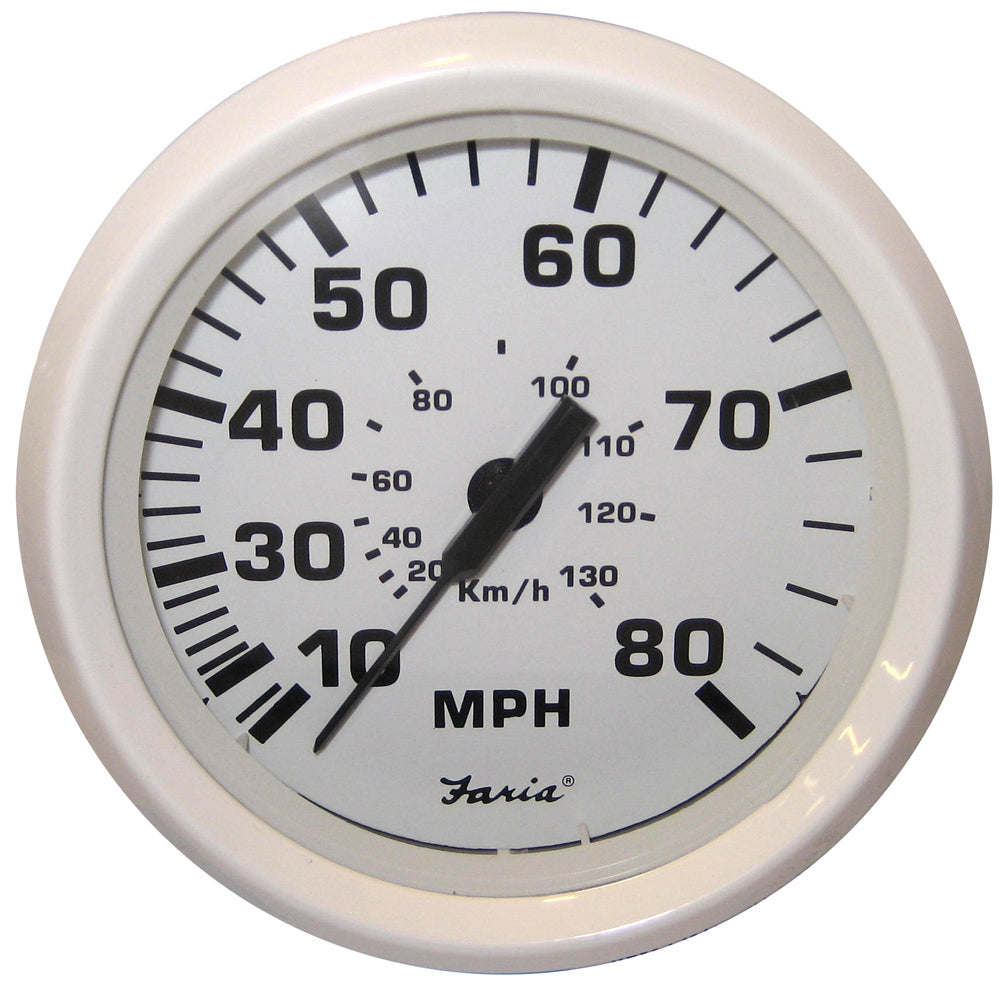 Faria Dress White 4" Speedometer - 80MPH (Pitot) [33113] - Premium Gauges from Faria Beede Instruments - Just $59.99! 