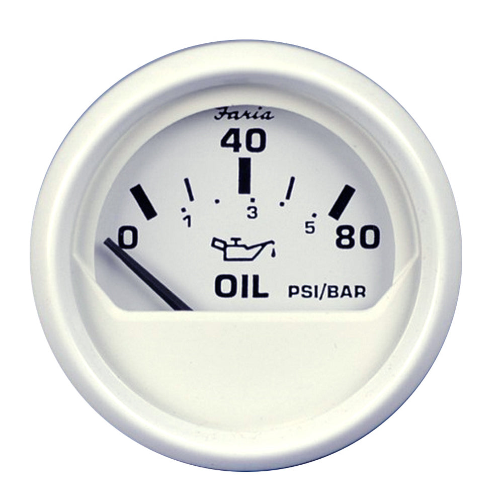 Faria Dress White 2" Oil Pressure Gauge (80 PSI) [13102] - Premium Gauges from Faria Beede Instruments - Just $28.99! 