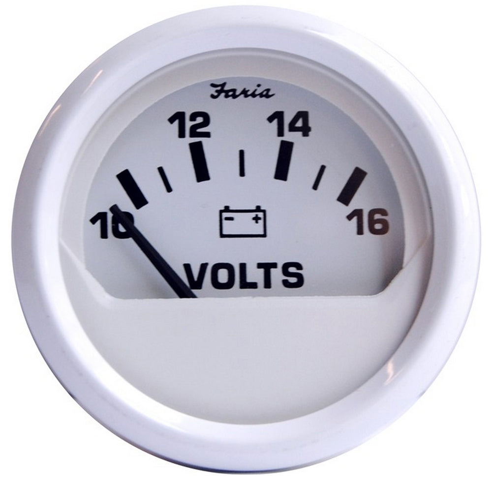 Faria Dress White 2" Voltmeter (10-16 VDC) [13120] - Premium Gauges from Faria Beede Instruments - Just $28.99! 