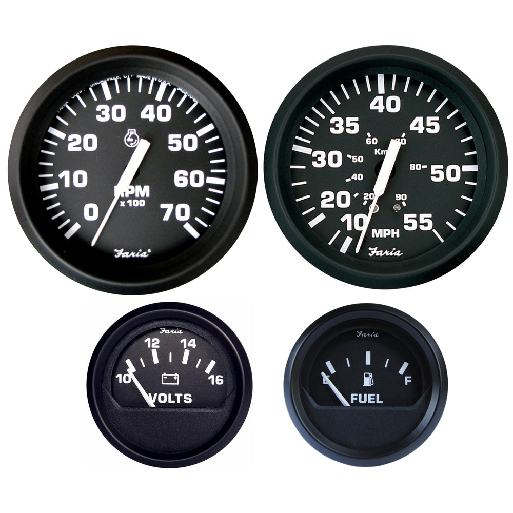 Faria Euro Black Boxed Set - Outboard Motors [KT9796] - Premium Gauges from Faria Beede Instruments - Just $213.99! 