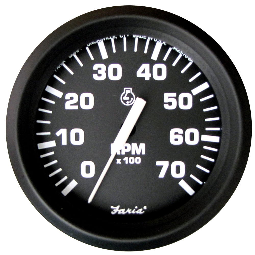 Faria Euro Black 4" Tachometer - 7,000 RPM (Gas - All Outboard) [32805] - Premium Gauges from Faria Beede Instruments - Just $79.99! 