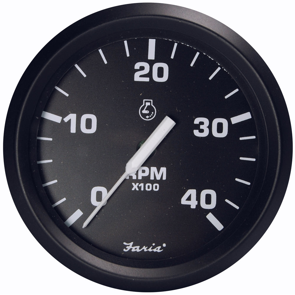 Faria Euro Black 4" Tachometer - 4000 RPM (Diesel - Magnetic Pick-Up) [32803] - Premium Gauges from Faria Beede Instruments - Just $99.99! 