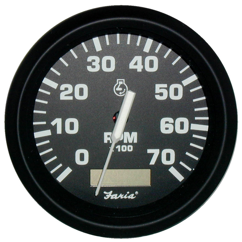 Faria Euro Black 4" Tachometer w/Hourmeter - 7,000 RPM (Gas - Outboard) [32840] - Premium Gauges from Faria Beede Instruments - Just $139.99! 