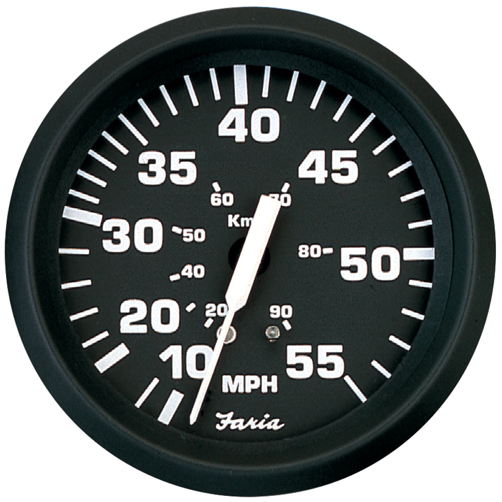 Faria Euro Black 4" Speedometer - 55MPH (Pitot) [32810] - Premium Gauges from Faria Beede Instruments - Just $56.99! 